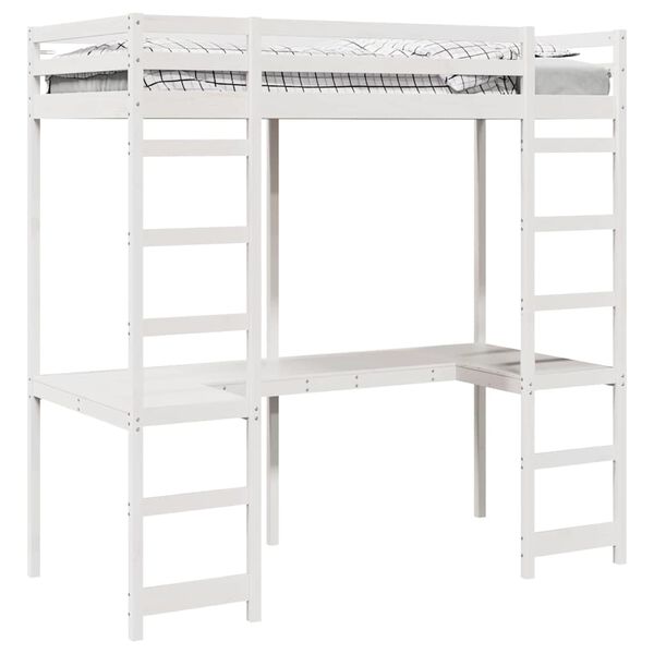 vidaXL Cadre de lit mezzanine Blanc 80 x 200 cm Pin massif