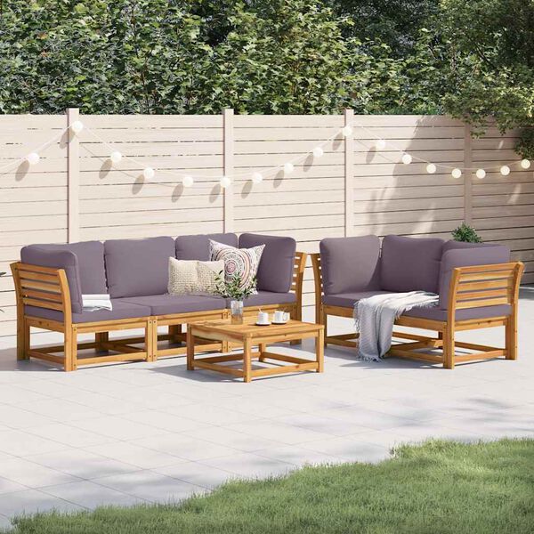 vidaXL Salon de jardin 6 pcs avec coussins bois d'acacia solide