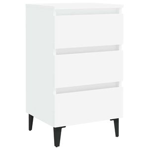 vidaXL Table de chevet avec pieds en m&eacute;tal blanc 40x35x69 cm
