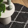 vidaXL Tapis shaggy à poils longs moderne noir et crème Ø 200 cm