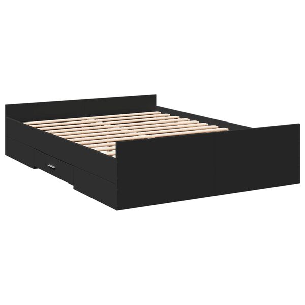 vidaXL Cadre de lit avec tiroirs sans matelas noir 135x190 cm