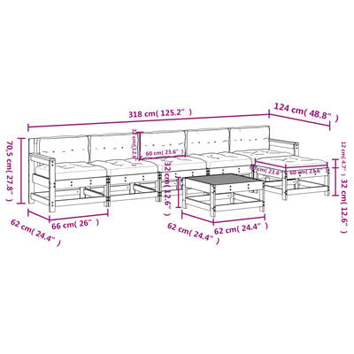 vidaXL Salon de jardin 7 pcs avec coussins noir bois massif