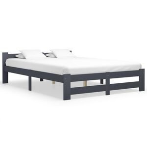 vidaXL Cadre de lit sans matelas gris fonc&eacute; pin massif 140x200 cm