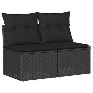 vidaXL Salon de jardin avec coussins 2 pcs noir r&eacute;sine tress&eacute;e acacia