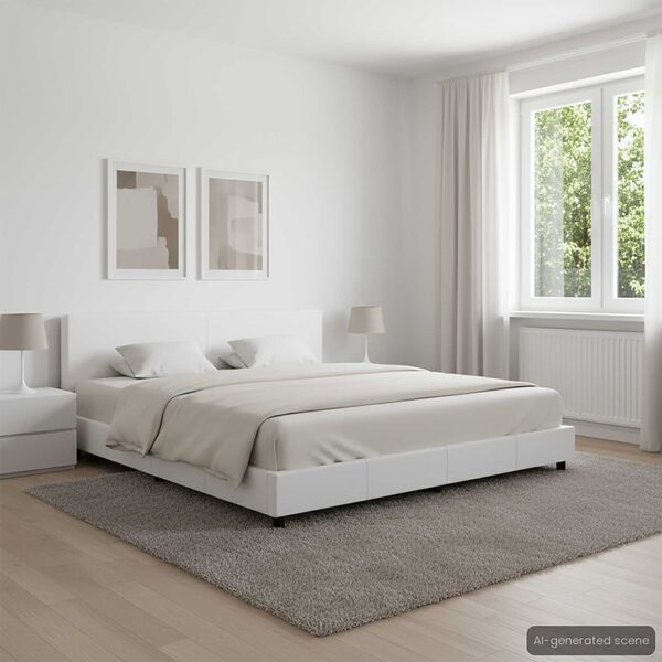 vidaXL Cadre de lit Blanc Similicuir 180x200 cm