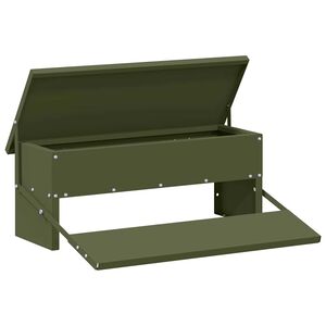 vidaXL Nourrisseur &agrave; p&eacute;dale pour poules Vert olive 48,5 x 39,5 x 19 cm