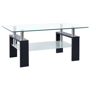 vidaXL Table basse Noir et transparent 95x55x40 cm Verre tremp&eacute;