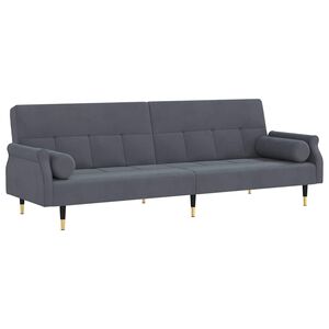 vidaXL Canap&eacute;-lit avec coussins gris fonc&eacute; velours
