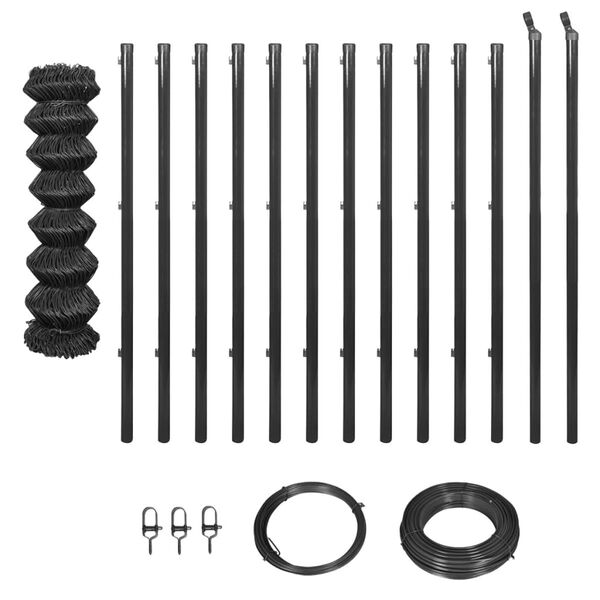 vidaXL Cl&ocirc;ture &agrave; mailles avec poteaux et ferrure 1x25 m Gris