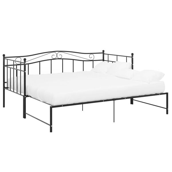vidaXL Cadre de canapé-lit extensible sans matelas Noir Métal 90x200cm