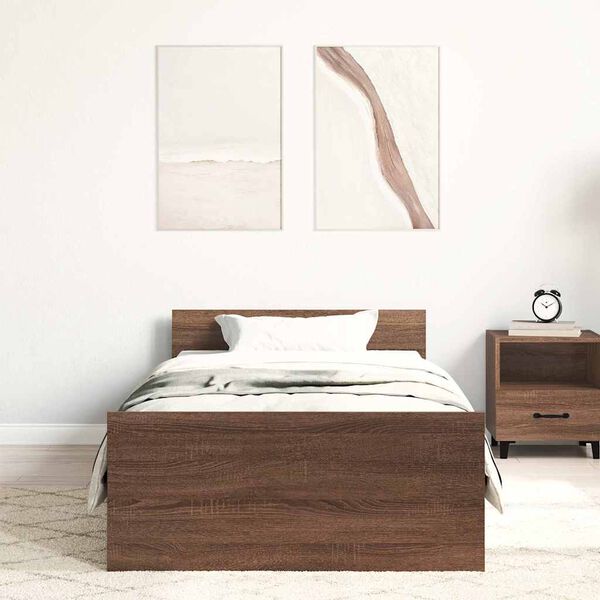 vidaXL Cadre de lit sans matelas chêne marron 90x190cm bois ingénierie