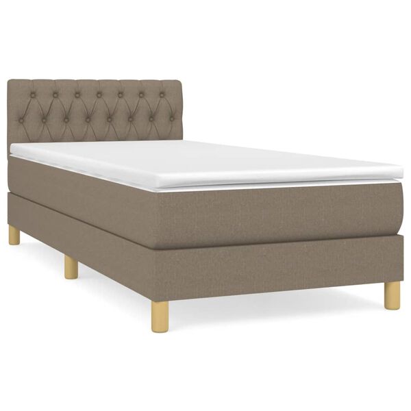 vidaXL Sommier &agrave; lattes de lit avec matelas Taupe 90x190 cm Tissu