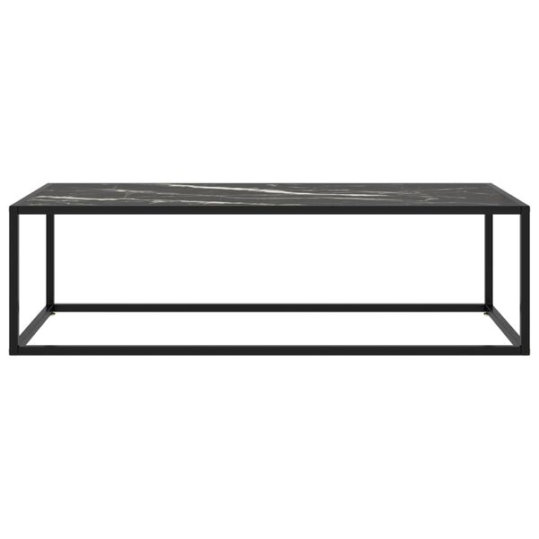 vidaXL Table basse Noir avec verre marbre noir 120x50x35 cm