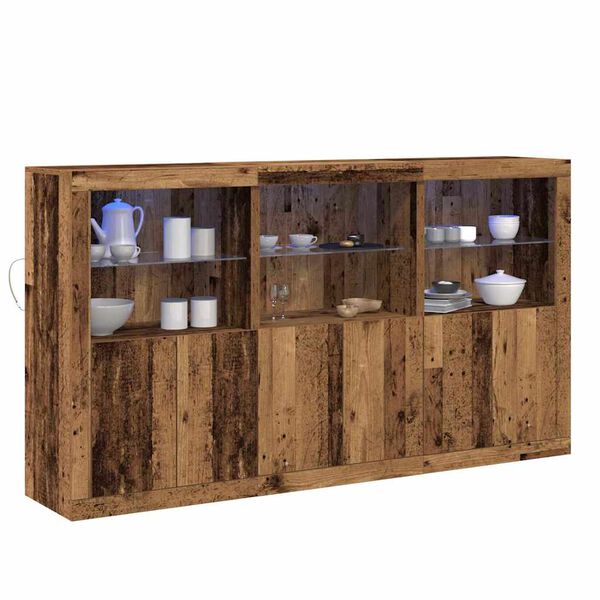 vidaXL Buffet LED Bois ancien 181,5 x 37 x 100 cm Bois d'ing&eacute;nierie
