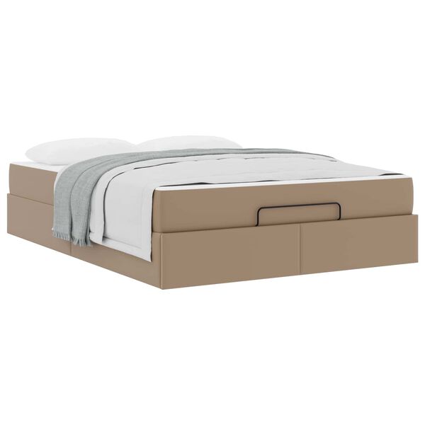 vidaXL Cadre de lit avec matelas avec matelas 2 pcs Tan PVC