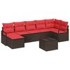 vidaXL Ensemble de Canap&eacute;s 8 pc Marron et rouge polyrotin