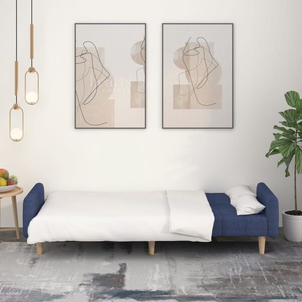 vidaXL Canap&eacute;-lit &agrave; 2 places Bleu Tissu