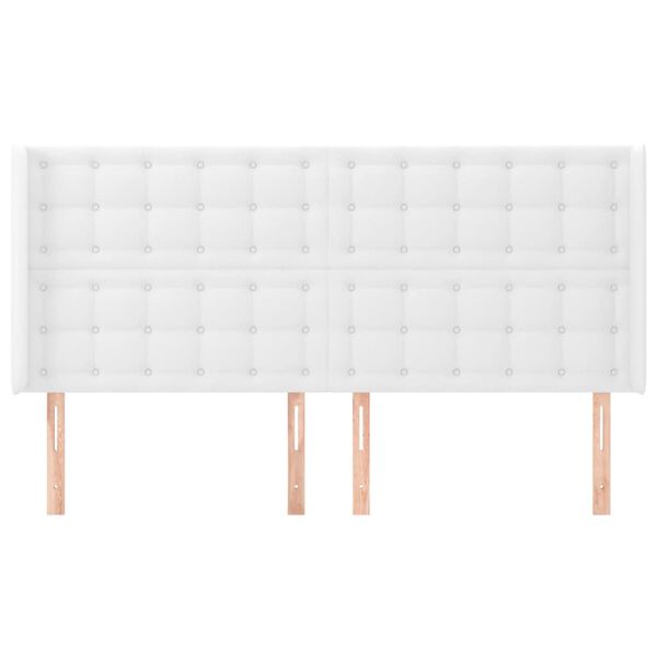 vidaXL T&ecirc;te de lit avec oreilles Blanc 163x16x118/128 cm Similicuir