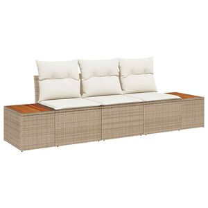 vidaXL Ensemble de canap&eacute; de jardin 3 pc Beige polyrotin