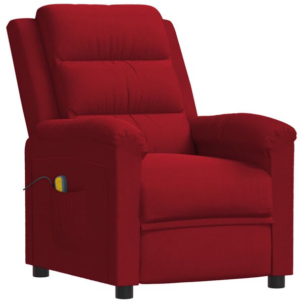vidaXL Fauteuil de massage Rouge bordeaux Velours