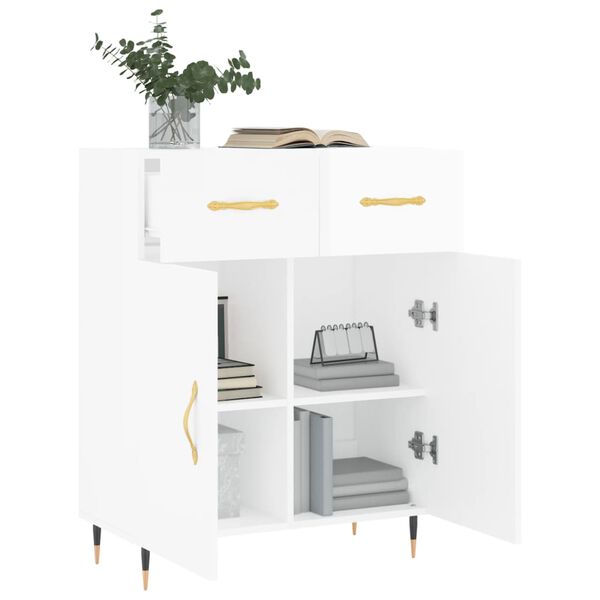 vidaXL Buffet Blanc brillant 69,5x34x90 cm Bois d'ing&eacute;nierie