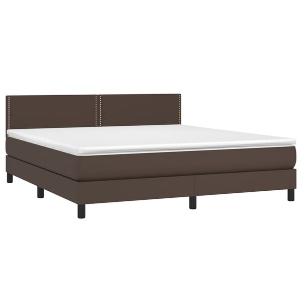 vidaXL Sommier &agrave; lattes de lit avec matelas et LED Marron 180x200 cm
