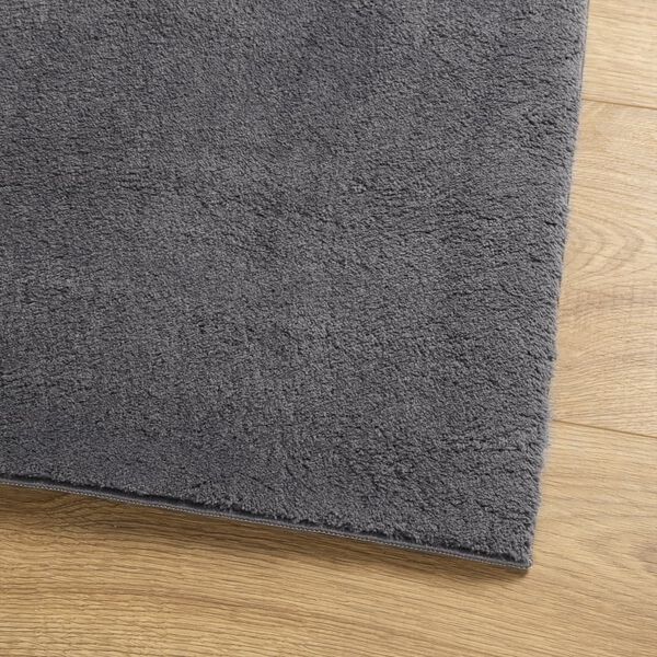 vidaXL Tapis HUARTE &agrave; poils courts doux lavable anthracite 200x200 cm