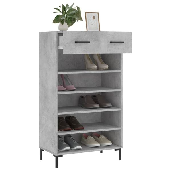 vidaXL Armoire &agrave; chaussures gris b&eacute;ton 60x35x105 cm bois d'ing&eacute;nierie