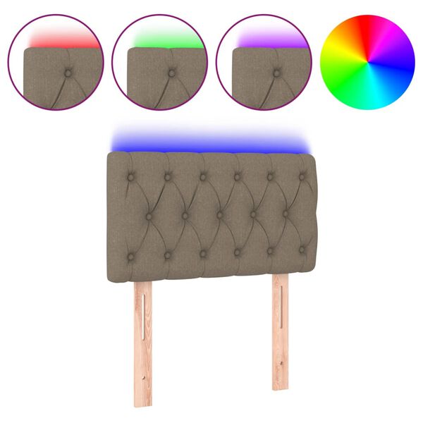 vidaXL T&ecirc;te de lit &agrave; LED Taupe 80x7x78/88 cm Tissu