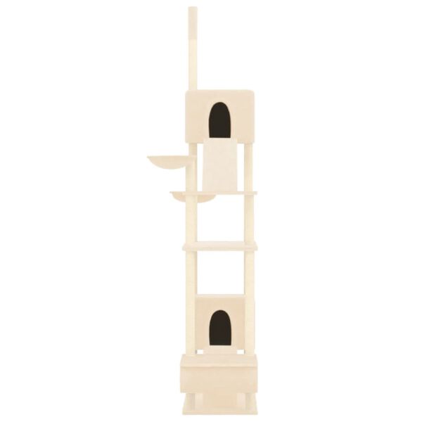 vidaXL Arbre &agrave; chat du sol au plafond Cr&egrave;me 277-303 cm