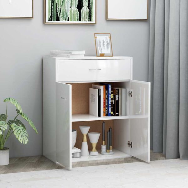 vidaXL Buffet Blanc brillant 60x30x75 cm Bois d'ing&eacute;nierie