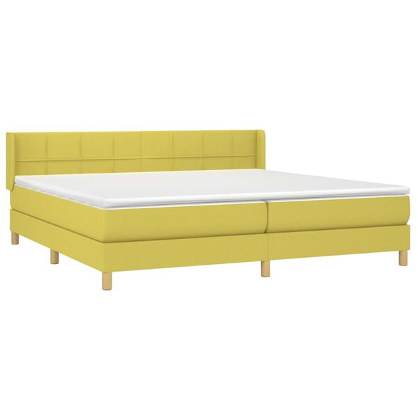 vidaXL Sommier &agrave; lattes de lit avec matelas Vert 200x200 cm Tissu