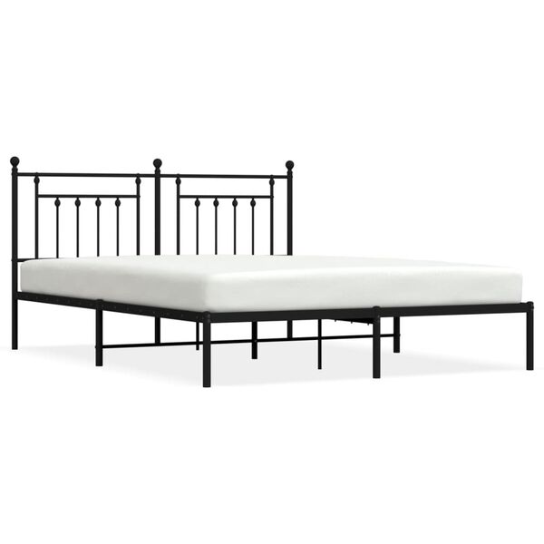 vidaXL Cadre de lit métal sans matelas et tête de lit noir 180x200 cm