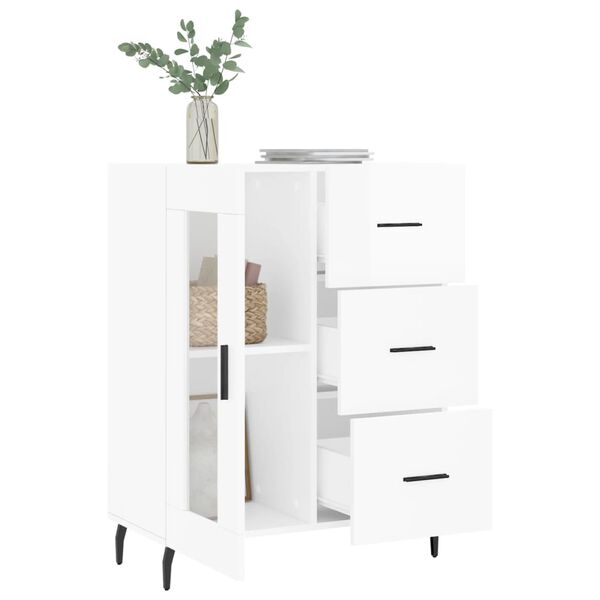 vidaXL Buffet Blanc brillant 69,5x34x90 cm Bois d'ing&eacute;nierie