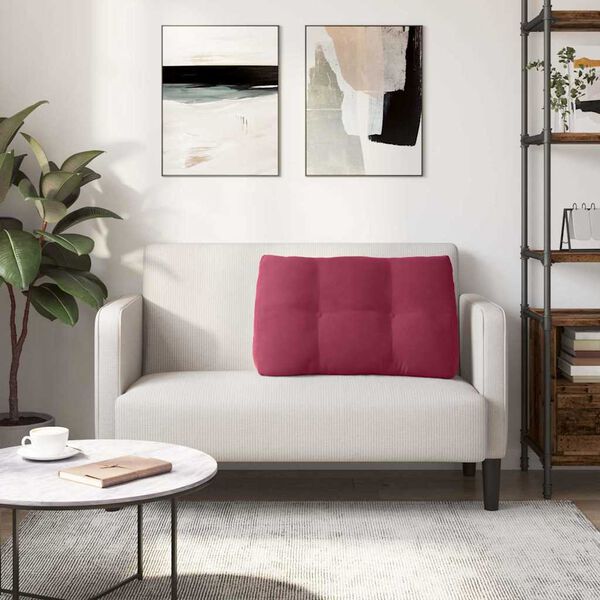 vidaXL Coussin de Dos Bordeaux 80 x 24 x 50 cm Velours