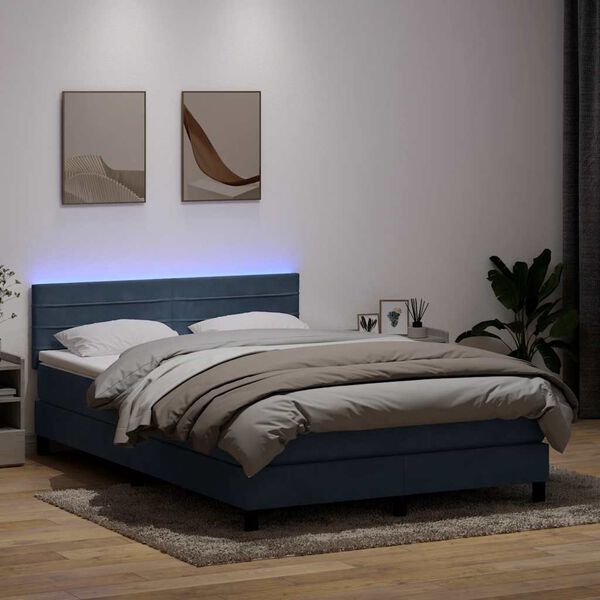 vidaXL Sommier &agrave; lattes de lit et matelas et LED gris fonc&eacute; 160x210cm velours