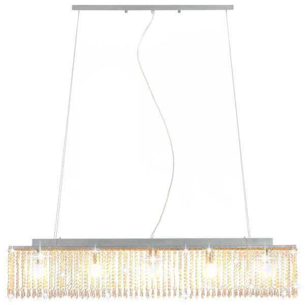 vidaXL Plafonnier avec perles de cristal Argent&eacute; 104 cm E14