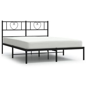vidaXL Cadre de lit m&eacute;tal sans matelas avec t&ecirc;te de lit noir 120x200cm