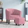 vidaXL Fauteuil avec repose-pied rose velours