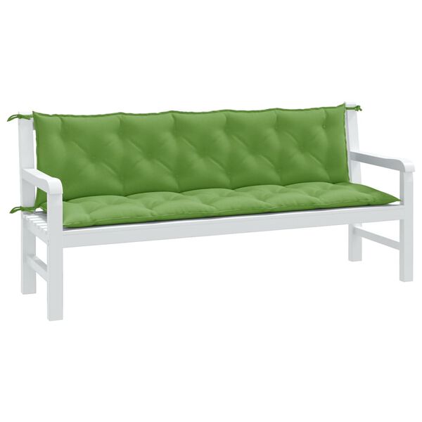 vidaXL Coussins de banc de jardin lot de 2 vert m&eacute;lang&eacute; tissu