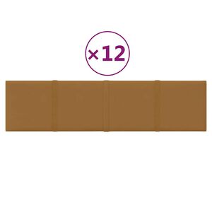 vidaXL Panneaux muraux 12 pcs Marron 60x15 cm Velours 1,08 m²