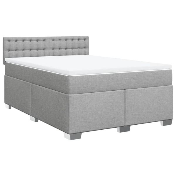 vidaXL Sommier &agrave; lattes de lit avec matelas Gris clair 140x200cm Tissu