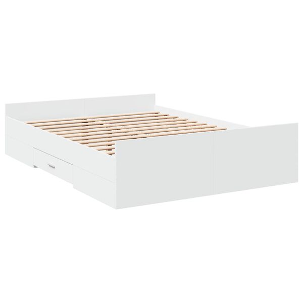 vidaXL Cadre de lit avec tiroirs sans matelas blanc 120x190 cm