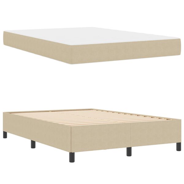 vidaXL Cadre de lit avec matelas Gris Vert Clair 140 x 200 cm tissu