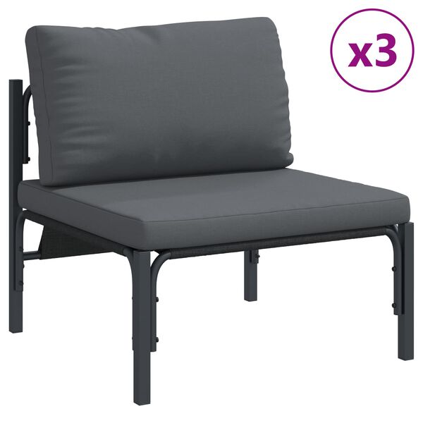 vidaXL Ensemble de canap&eacute; de jardin avec coussin 6 pcs Noir Acier