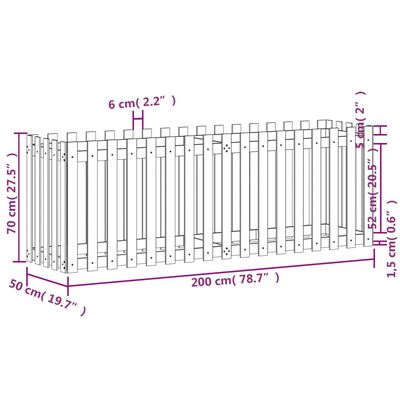 vidaXL Lit surélevé de jardin design de clôture 200x50x70cm pin massif