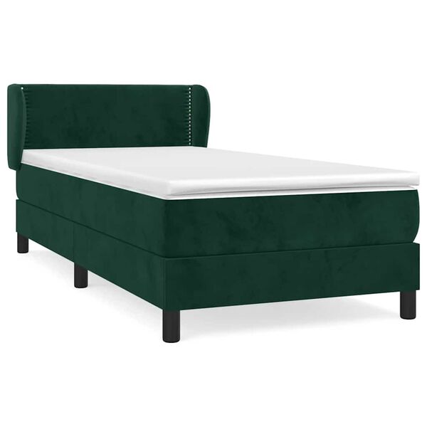 vidaXL Sommier &agrave; lattes de lit et matelas Vert fonc&eacute; 80x200 cm Velours