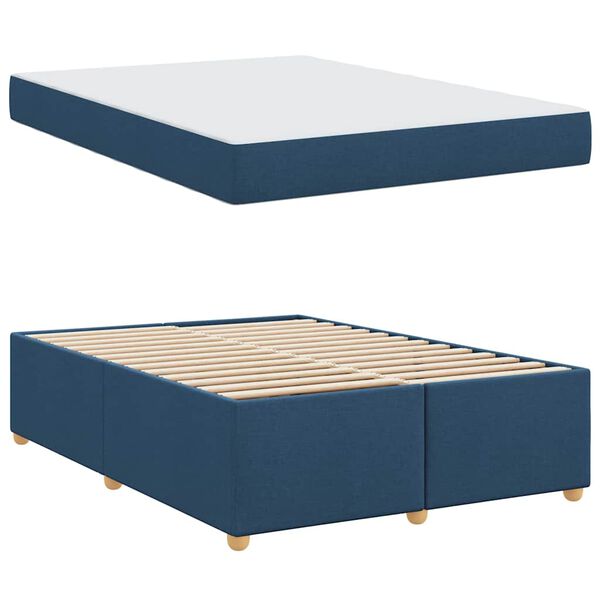 vidaXL Cadre de lit avec matelas Bleu 160 x 200 cm tissu
