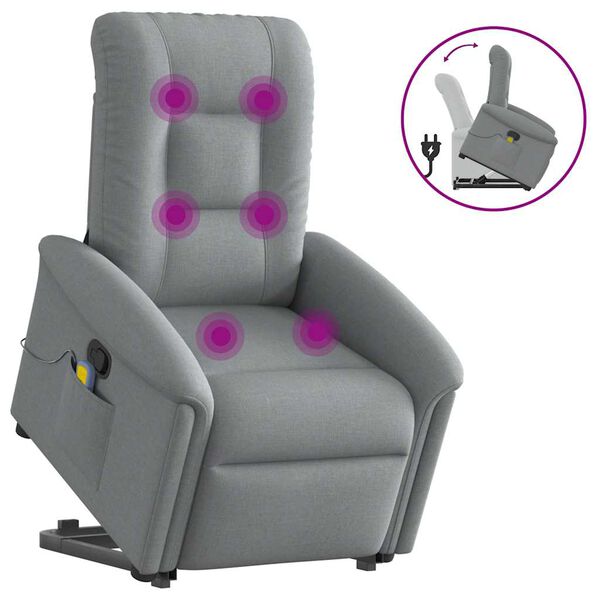 vidaXL Fauteuil de massage inclinable Gris clair Tissu