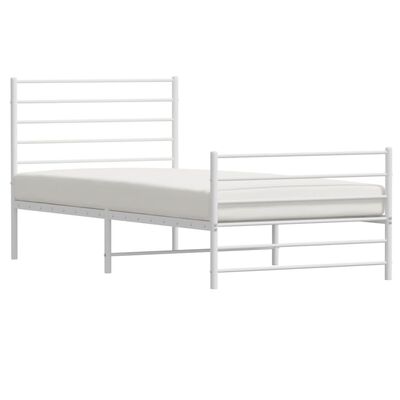 vidaXL Cadre de lit métal sans matelas et pied de lit blanc 100x190 cm